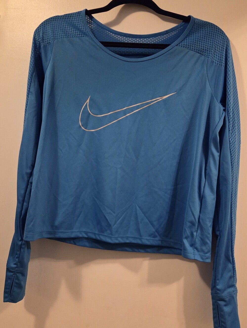 Nike Womens Dri-fit Long Sleeve Shirt Medium Blue